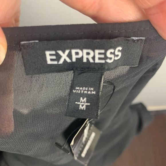 NWT Express Halter Sleeveless Black Sheer Peplum Blouse Top Size M - Picture 5 of 6